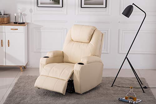 MCombo 7061 - Sillón de masaje eléctrico con función de vibración, color crema