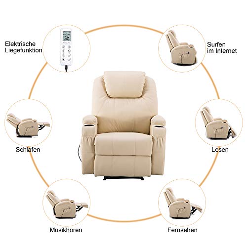 MCombo 7061 - Sillón de masaje eléctrico con función de vibración, color crema