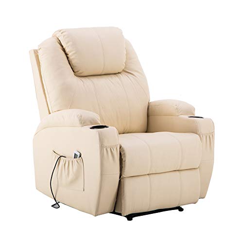 MCombo 7061 - Sillón de masaje eléctrico con función de vibración, color crema