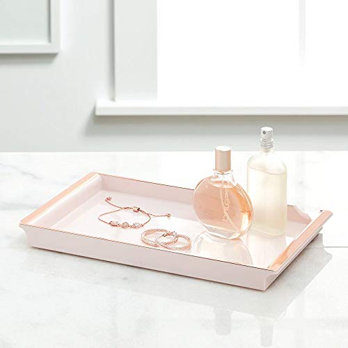 mDesign Bandeja organizadora para cosméticos – Elegante Organizador de baño para lociones, cosméticos, Accesorios, etc. – Organizador de Maquillaje de plástico para el Lavabo en el baño – Rosa Claro