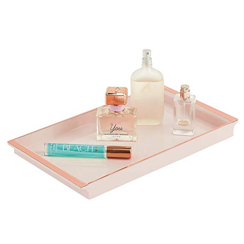 mDesign Bandeja organizadora para cosméticos – Elegante Organizador de baño para lociones, cosméticos, Accesorios, etc. – Organizador de Maquillaje de plástico para el Lavabo en el baño – Rosa Claro