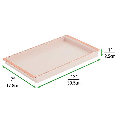 mDesign Bandeja organizadora para cosméticos – Elegante Organizador de baño para lociones, cosméticos, Accesorios, etc. – Organizador de Maquillaje de plástico para el Lavabo en el baño – Rosa Claro