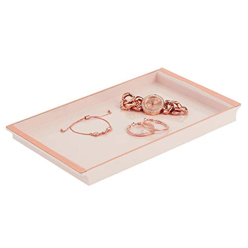mDesign Bandeja organizadora para cosméticos – Elegante Organizador de baño para lociones, cosméticos, Accesorios, etc. – Organizador de Maquillaje de plástico para el Lavabo en el baño – Rosa Claro