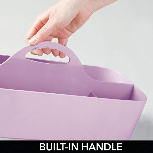 mDesign Cesta de Ducha con 11 Compartimentos – Caja con asa portátil en plástico para Productos de Belleza – Organizador para baño Extragrande para brochas de Maquillaje, pintaúñas y más – Lila