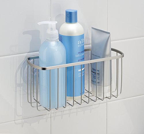 mDesign Estantería para Ducha Colgante – Repisa para baño fijada con ventosas, sin taladrar – Balda para baño Ideal para Colocar champú, Esponja, rasuradora y Otros artículos de higiene