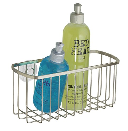 mDesign Estantería para Ducha Colgante – Repisa para baño fijada con ventosas, sin taladrar – Balda para baño Ideal para Colocar champú, Esponja, rasuradora y Otros artículos de higiene