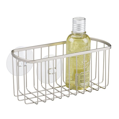 mDesign Estantería para Ducha Colgante – Repisa para baño fijada con ventosas, sin taladrar – Balda para baño Ideal para Colocar champú, Esponja, rasuradora y Otros artículos de higiene