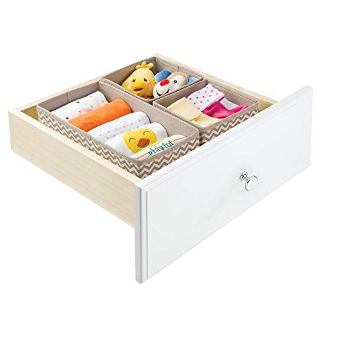 mDesign Juego de 12 cajas organizadoras para el cuarto de los niños - Organizadores para armarios para artículos de bebé - Caja para organizar juguetes, pañales o medicinas - Topo/natural