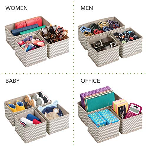 mDesign Juego de 12 cajas organizadoras para el cuarto de los niños - Organizadores para armarios para artículos de bebé - Caja para organizar juguetes, pañales o medicinas - Topo/natural