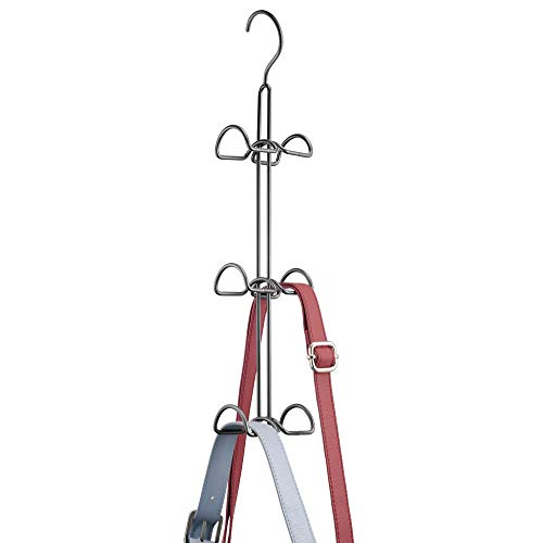 mDesign Juego de 2 colgadores de ropa multiusos – Percheros metálicos dobles para ordenar armarios y ahorrar espacio – Organizador de bolsos, chaquetas, pañuelos, accesorios y mochilas – gris oscuro