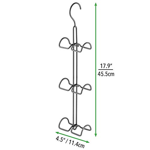 mDesign Juego de 2 colgadores de ropa multiusos – Percheros metálicos dobles para ordenar armarios y ahorrar espacio – Organizador de bolsos, chaquetas, pañuelos, accesorios y mochilas – gris oscuro