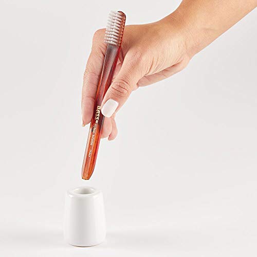 mDesign Juego de 2 portacepillos de dientes de diseño moderno y compacto – Vasos para cepillos de dientes redondos de cerámica – Accesorios de baño móviles para el lavabo o el tocador – blanco