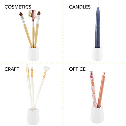 mDesign Juego de 2 portacepillos de dientes de diseño moderno y compacto – Vasos para cepillos de dientes redondos de cerámica – Accesorios de baño móviles para el lavabo o el tocador – blanco