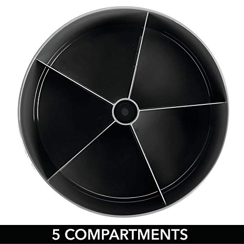 mDesign Organizador de maquillaje con plato giratorio – Caja de almacenaje rotatoria en 360° – Estante giratorio para productos de belleza para el baño o el tocador – negro