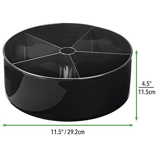 mDesign Organizador de maquillaje con plato giratorio – Caja de almacenaje rotatoria en 360° – Estante giratorio para productos de belleza para el baño o el tocador – negro