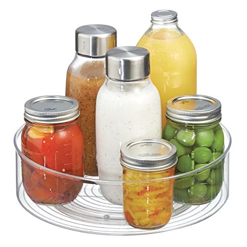 mDesign Plato giratorio – Práctico organizador de cocina para frigorífico y armario – También ideal como especiero – transparente