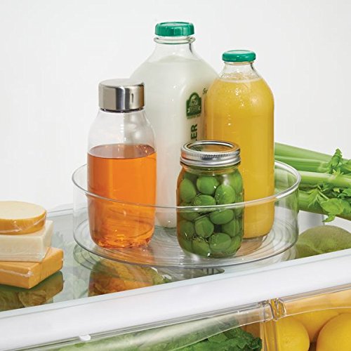 mDesign Plato giratorio – Práctico organizador de cocina para frigorífico y armario – También ideal como especiero – transparente