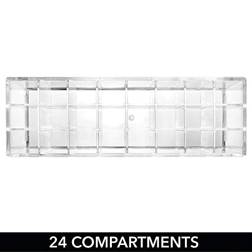 mDesign Práctico organizador de maquillaje – Decorativa caja para guardar cosméticos como esmaltes de uñas o labiales – Expositor de maquillaje con 24 compartimentos – transparente/dorado rojizo
