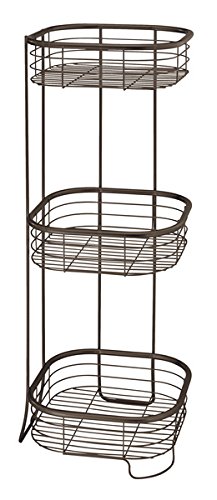 mDesign Repisa para baño - Esquinero autoportante - Estantería para ducha y baño - Balda para baño con tres estantes para champú, jabón y más - En metal resistente - color bronce