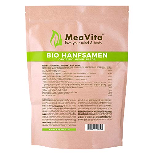 Meavita Bio - Semillas de cáñamo, peladas, 1 kg