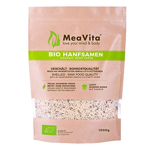 Meavita Bio - Semillas de cáñamo, peladas, 1 kg
