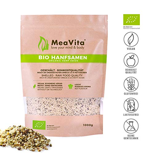 Meavita Semillas De Cáñamo Orgánico Meavita, Peladas, Paquete De 2 (2 X 1 Kg) 2000 g