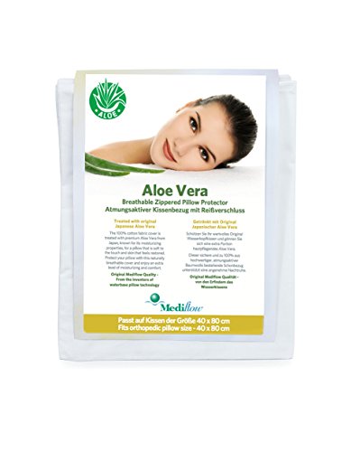Medi Flow 5228 Aloe Vera acción, de Agua y Funda de Almohada de relajación con Fibra de Relleno de Flujo, algodón, Blanco, 40 x 80 cm
