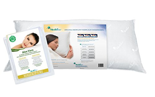 Medi Flow 5228 Aloe Vera acción, de Agua y Funda de Almohada de relajación con Fibra de Relleno de Flujo, algodón, Blanco, 40 x 80 cm