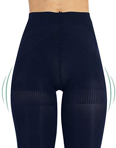 MEDIAS TUPIDAS REDUCTORAS | PANTY OPACO MOLDEADOR | MARRÓN, NEGRO | 80 DEN | S, M, L, XL | CALCETERÍA ITALIANA | (2XL, AZUL MARINO)