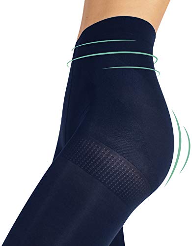 MEDIAS TUPIDAS REDUCTORAS | PANTY OPACO MOLDEADOR | MARRÓN, NEGRO | 80 DEN | S, M, L, XL | CALCETERÍA ITALIANA | (2XL, AZUL MARINO)