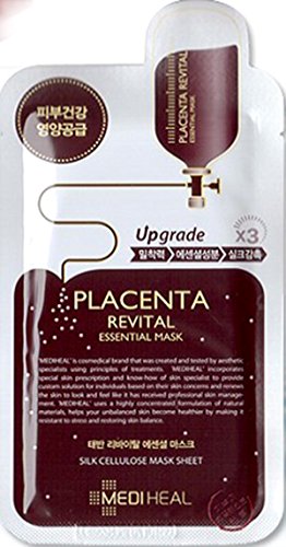 Mediheal - Máscara facial coreana 4 unidades: colágeno, placenta revital, árbol de té, vitamina rayo de luz, hidratante, antienvejecimiento, rejuvenecedora