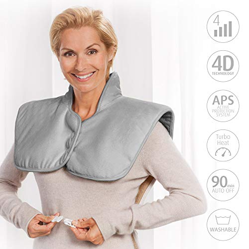Medisana 61158 HP 630 Almohadilla de Calor para Hombros y Cuello, Eléctrica, Poncho de Calor con 4 Ajustes de Temperatura, Protección Contra el Sobrecalentamiento, Desconexión Automática, Lavable