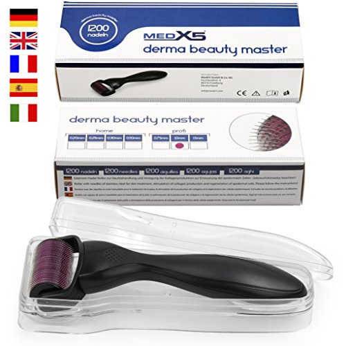 MedX5 (Upgrade 2019 Dermaroller 1 mm (agujas de acero inoxidable), Derma Roller contra cicatrices profundas y celulitis grave, Medical Device Class I