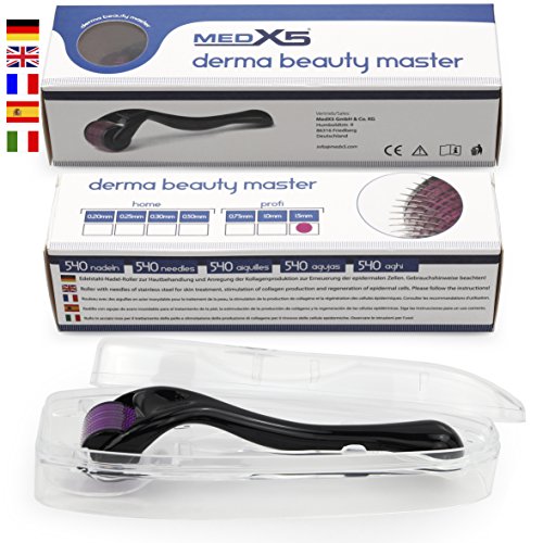 MedX5 (Upgrade 2019 Dermaroller 1,5 mm (agujas de acero inoxidable), Derma Roller contra cicatrices profundas y celulitis grave, Medical Device Class I