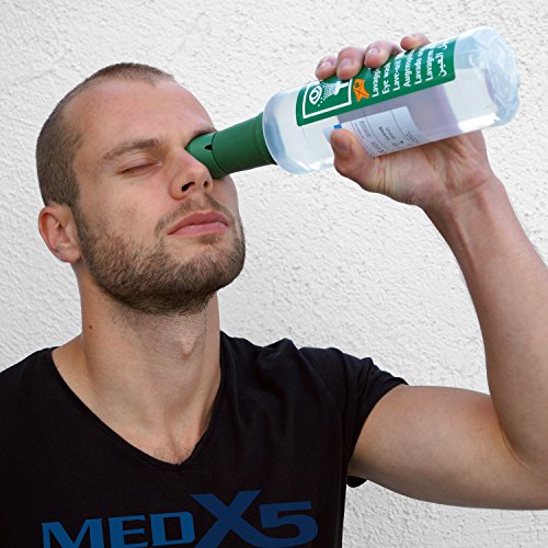 MedX5 (Upgrade 2020) 500 ml ducha ocular de emergencia 0,9 % NaCl, producto para el lavado de ojos con suero fisiológico (0,9 %), producto de lavado ocular, solución para el lavado ocular