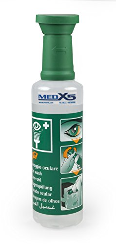 MedX5 (Upgrade 2020) 500 ml ducha ocular de emergencia 0,9 % NaCl, producto para el lavado de ojos con suero fisiológico (0,9 %), producto de lavado ocular, solución para el lavado ocular