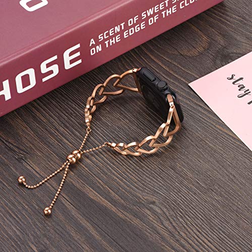MeganStore Pulsera compatible para Apple Watch Band 38 mm 40 mm 42 mm 44 mm, Out acero inoxidable joyería brazalete correa de repuesto para iWatch Series 4, 3, 2, 1 Apple Watch 42mm 44mm