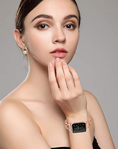 MeganStore Pulsera compatible para Apple Watch Band 38 mm 40 mm 42 mm 44 mm, Out acero inoxidable joyería brazalete correa de repuesto para iWatch Series 4, 3, 2, 1 Apple Watch 42mm 44mm