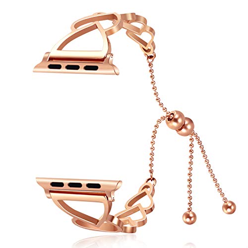 MeganStore Pulsera compatible para Apple Watch Band 38 mm 40 mm 42 mm 44 mm, Out acero inoxidable joyería brazalete correa de repuesto para iWatch Series 4, 3, 2, 1 Apple Watch 42mm 44mm