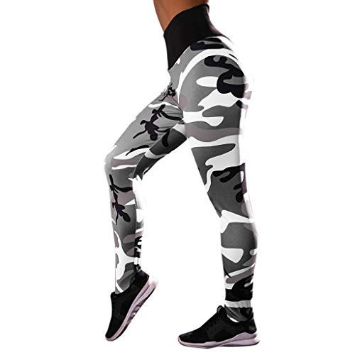 MEIbax Leggings Deportes Pantalones Mujeres de Camuflaje Estampado de Cintura Alta Gimnasio Athletic Entrenamiento Gym Skinny Mallas de elásticas Pantalón Largo de Running Yoga