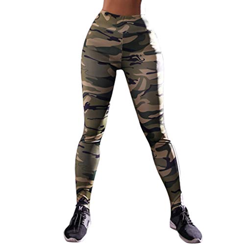 MEIbax Leggings Deportes Pantalones para Mujeres de Camuflaje Estampado de Cintura Alta Gimnasio Athletic Entrenamiento Fitness Gym Skinny Mallas de elásticas Pantalón Largo Running Yoga