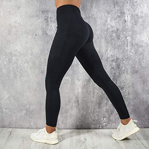 MEIbax Leggings Deportes Pantalones para Mujeres de Color sólido Entrenamiento Gimnasio Fitness Gym Yoga Mid Cintura Running Workout Mallas elásticos Fitness Pants Ropa de Ejercicio con Bolsillo