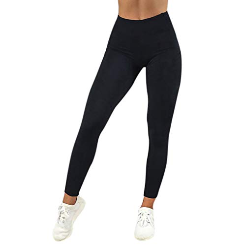 MEIbax Leggings Deportes Pantalones para Mujeres de Color sólido Entrenamiento Gimnasio Fitness Gym Yoga Mid Cintura Running Workout Mallas elásticos Fitness Pants Ropa de Ejercicio con Bolsillo
