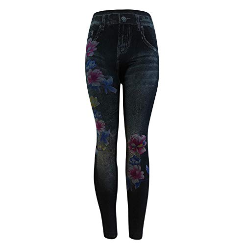 MEIbax Leggings Deportes Pantalones para Mujeres de Moda Estampado Vaqueros con Cintura Alta Ajustados elásticos de Mezclilla Pantalones de Cintura Alta Mallas Yoga Fitness Gym Classics Skinny