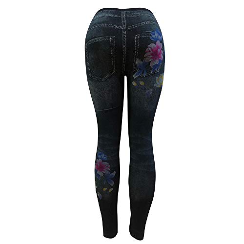 MEIbax Leggings Deportes Pantalones para Mujeres de Moda Estampado Vaqueros con Cintura Alta Ajustados elásticos de Mezclilla Pantalones de Cintura Alta Mallas Yoga Fitness Gym Classics Skinny