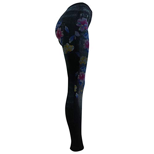 MEIbax Leggings Deportes Pantalones para Mujeres de Moda Estampado Vaqueros con Cintura Alta Ajustados elásticos de Mezclilla Pantalones de Cintura Alta Mallas Yoga Fitness Gym Classics Skinny