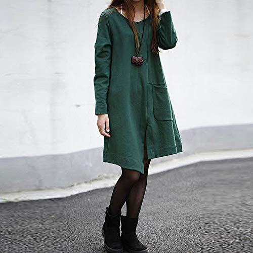 MEIbax Parkas mujer de manga larga gabardina trencas Poncho Chaqueta abrigo capa suelto Vestido de sección Larga Suelta Manga Larga de algodón Puro de Color Puro de Las Mujeres de Color Puro