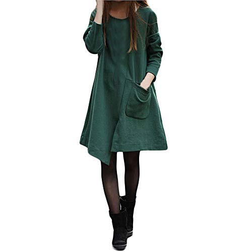 MEIbax Parkas mujer de manga larga gabardina trencas Poncho Chaqueta abrigo capa suelto Vestido de sección Larga Suelta Manga Larga de algodón Puro de Color Puro de Las Mujeres de Color Puro