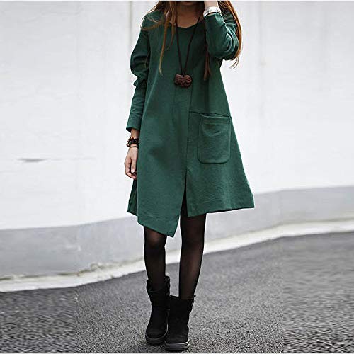 MEIbax Parkas mujer de manga larga gabardina trencas Poncho Chaqueta abrigo capa suelto Vestido de sección Larga Suelta Manga Larga de algodón Puro de Color Puro de Las Mujeres de Color Puro