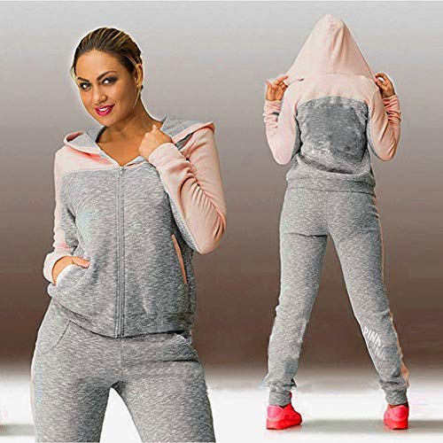 MEIbax Sudaderas con capucha Mujeres Deportes Conjunto de Dos Piezas Chándales Pantalones de chándal + Sweatshirt Hoodie Chaqueta + Pantalones 2pcs Chándal Encapuchada Casual Conjuntos